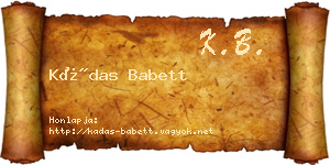 Kádas Babett névjegykártya